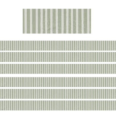 Teacher Created Resources Classroom Cottage Sage Green Stripes Straight Border Trim, 72PK 7179